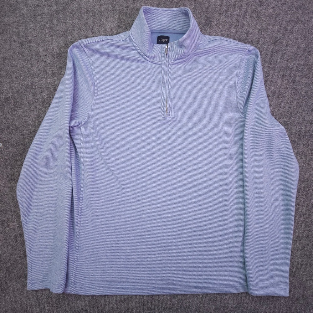 J Crew Sweater Mens Medium Blue Striped 1/4 Zip Pullover Mock Neck Knit